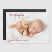 Modern Timeless Photo Magnetic Baby Announcement (正面/裏面)
