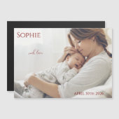 Modern Timeless Photo Magnetic Baby Announcement (正面/裏面)