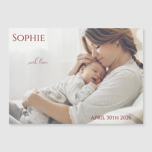 Modern Timeless Photo Magnetic Baby Announcement (正面)