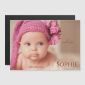 Modern Timeless Photo Magnetic Baby Announcement (正面/裏面)