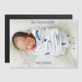 Modern Timeless Photo Magnetic Baby Announcement (正面/裏面)