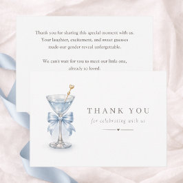 Modern Tini One Martini Theme Boy Baby Shower サンキューカード