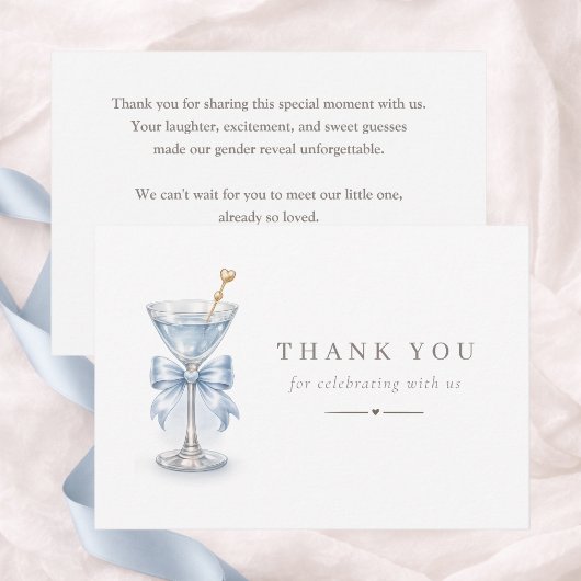 Modern Tini One Martini Theme Boy Baby Shower サンキューカード