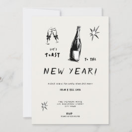 Modern Toast to the New Year 2026 Bold Typo 招待状