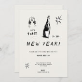 Modern Toast to the New Year 2026 Bold Typo 招待状 (正面/裏面)