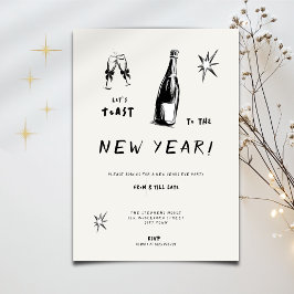 Modern Toast to the New Year 2026 Bold Typo 招待状