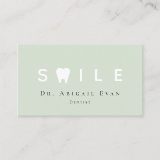 Modern Tooth Icon Professional Sage Green Dentist 名刺 (正面)