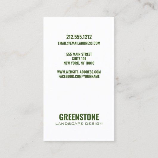 Modern Topography Landscape Design Green 名刺 (裏面)