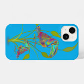 Modern Toucan Art with Plants Turquoise Phone Case iPhoneケース (裏面横)