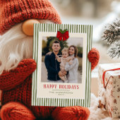 Modern Traditional Happy Holidays Name & Photo シーズンカード