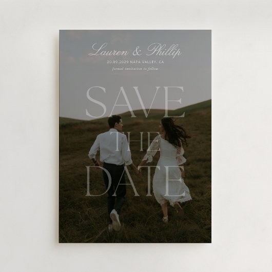 Modern transparent typography photo save the date 招待状
