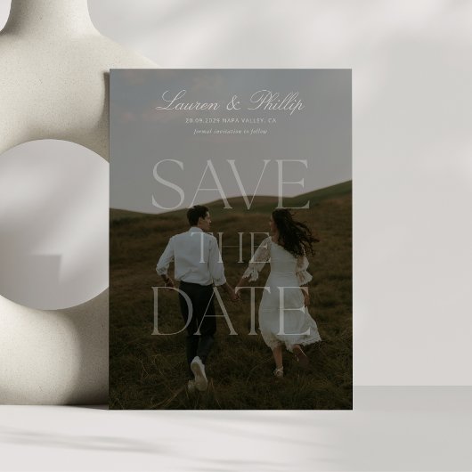 Modern transparent typography photo save the date 招待状