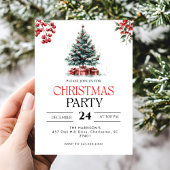 Modern Tree Holiday Christmas Party Invitation 招待状