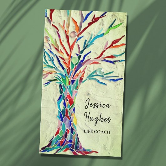 Modern Tree Life Coach Green Business Card 名刺