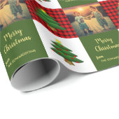 Modern trees Merry Christmas family photo ラッピングペーパー (ロールコーナー)