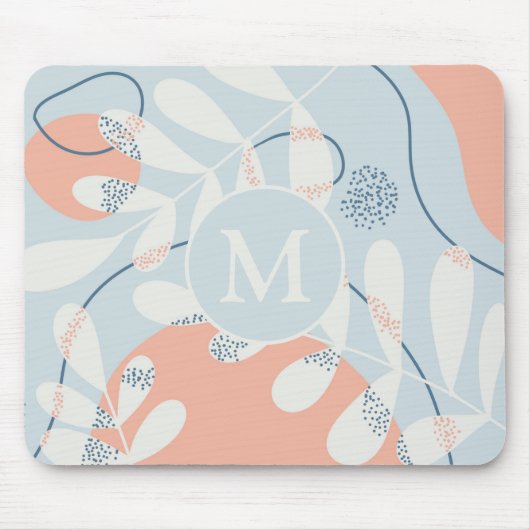 Modern Trendy Abstract Botanical Art Monogram マウスパッド (正面)