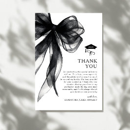 Modern Trendy Black Bow Graduation Party サンキューカード