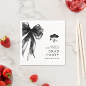 Modern Trendy Black Bow Graduation Party スタンダードカクテルナプキン (インサイチュ)