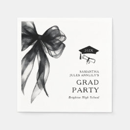 Modern Trendy Black Bow Graduation Party スタンダードカクテルナプキン