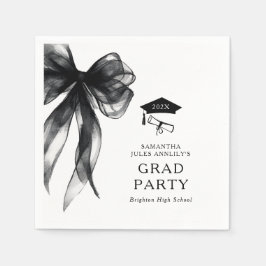 Modern Trendy Black Bow Graduation Party スタンダードカクテルナプキン