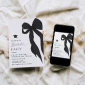 Modern Trendy Black Bow Graduation Party 招待状