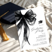 Modern Trendy Black Bow Graduation Party  招待状