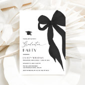 Modern Trendy Black Bow Graduation Party 招待状