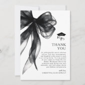 Modern Trendy Black Bow Photo Graduation Party サンキューカード (正面)