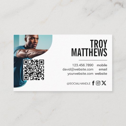 Modern Trendy Bold Personal Trainer Fitness Coach 名刺 (裏面)