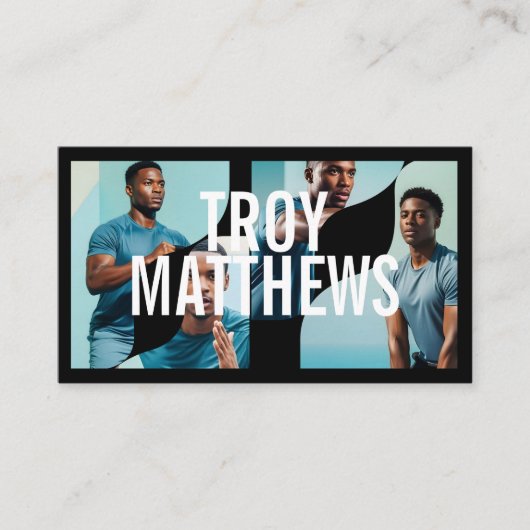 Modern Trendy Bold Personal Trainer Fitness Coach 名刺 (正面)