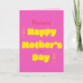 Modern Trendy Bright Pink Happy Mother's Day  カード (正面)