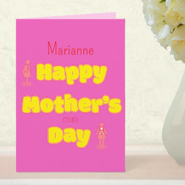 Modern Trendy Bright Pink Happy Mother's Day  カード