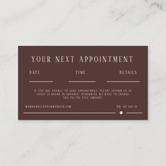 Modern Trendy Brown Personal Trainer Fitness  予約カード (裏面)