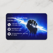 Modern Trendy Cool Blue Lightning Electrician Busi 名刺 (正面)