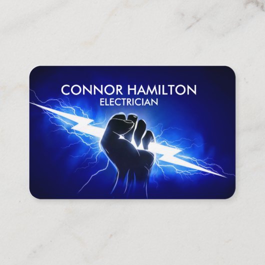 Modern Trendy Cool Blue Lightning Electrician Busi 名刺 (裏面)