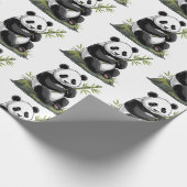 Modern Trendy Cute Panda Bear With Greenery Bamboo ラッピングペーパー (角)