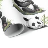 Modern Trendy Cute Panda Bear With Greenery Bamboo ラッピングペーパー (ロールコーナー)
