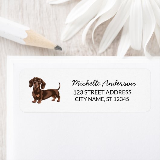 Modern Trendy Dachshund Dog Return Address    ラベル (インサイチュ)