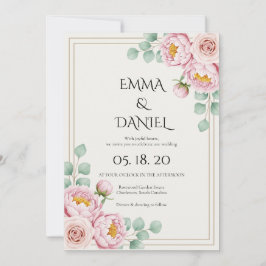 Modern Trendy Designer Dusty Rose Blush Wedding  招待状