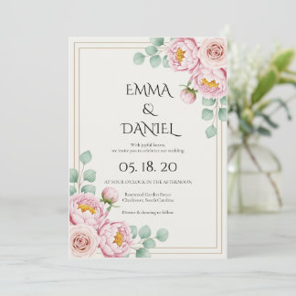 Modern Trendy Designer Dusty Rose Blush Wedding  招待状