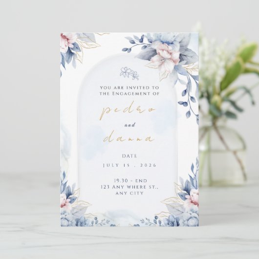 Modern Trendy Designer Dusty Rose Blush Wedding  招待状 (スタンド正面)