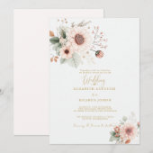 Modern Trendy Dusty Rose Blush Wedding  招待状 (正面/裏面)