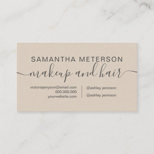 Modern trendy earth tone tan professional 予約カード (裏面)