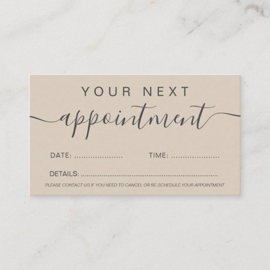 Modern trendy earth tone tan professional 予約カード (正面)