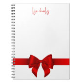 Modern Trendy Elegant Red Bow Girly ノートブック (正面)