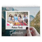 Modern Trendy Family Add Photos Custom Simple カレンダー (カバー)