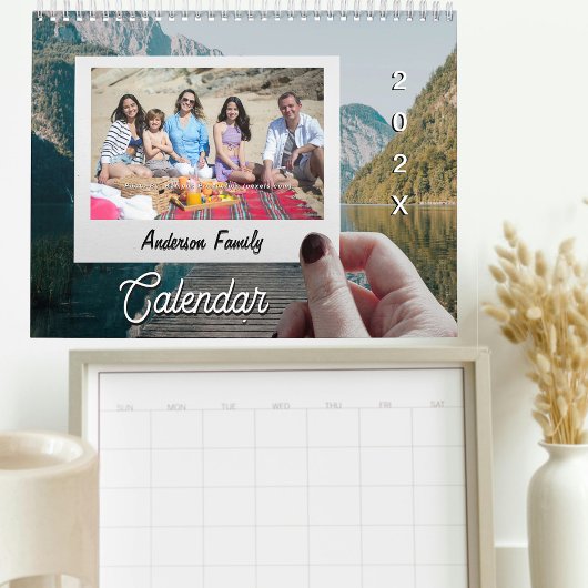 Modern Trendy Family Add Photos Custom Simple カレンダー