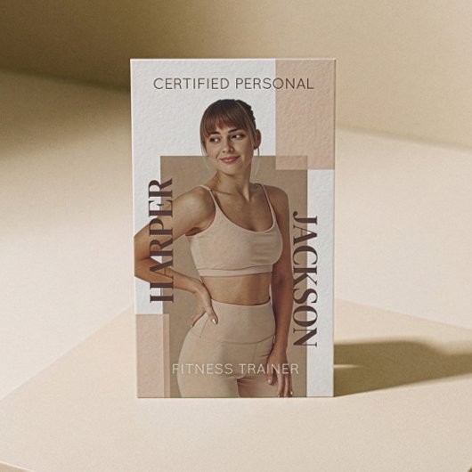 Modern Trendy Fitness Trainer Photo Logo QR Code 名刺