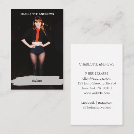 Modern Trendy Foto Visitenkarte 名刺 (正面/裏面)