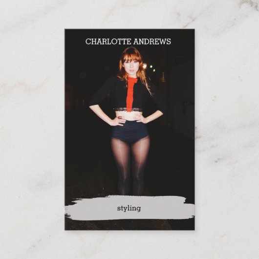 Modern Trendy Foto Visitenkarte 名刺 (正面)